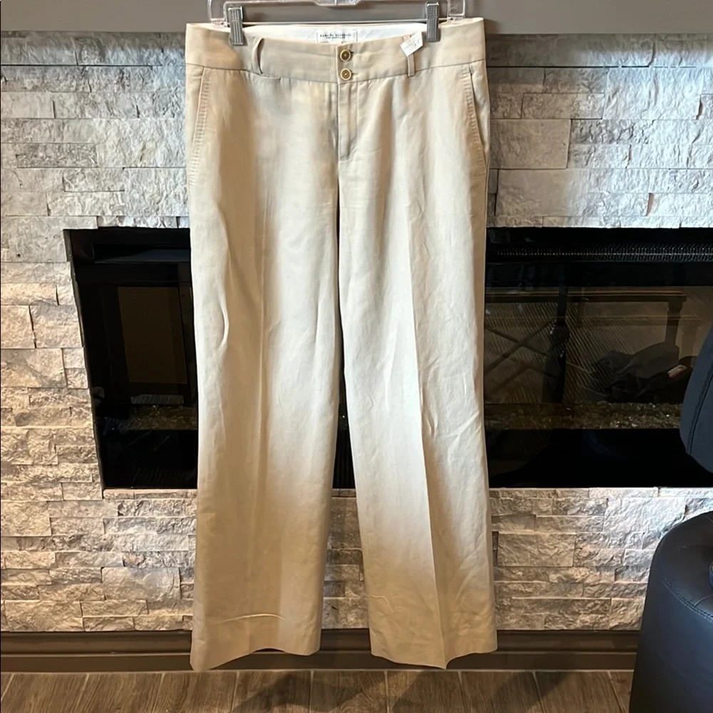 Banana Republic women's Light Tan linen blend straight leg pants size 10